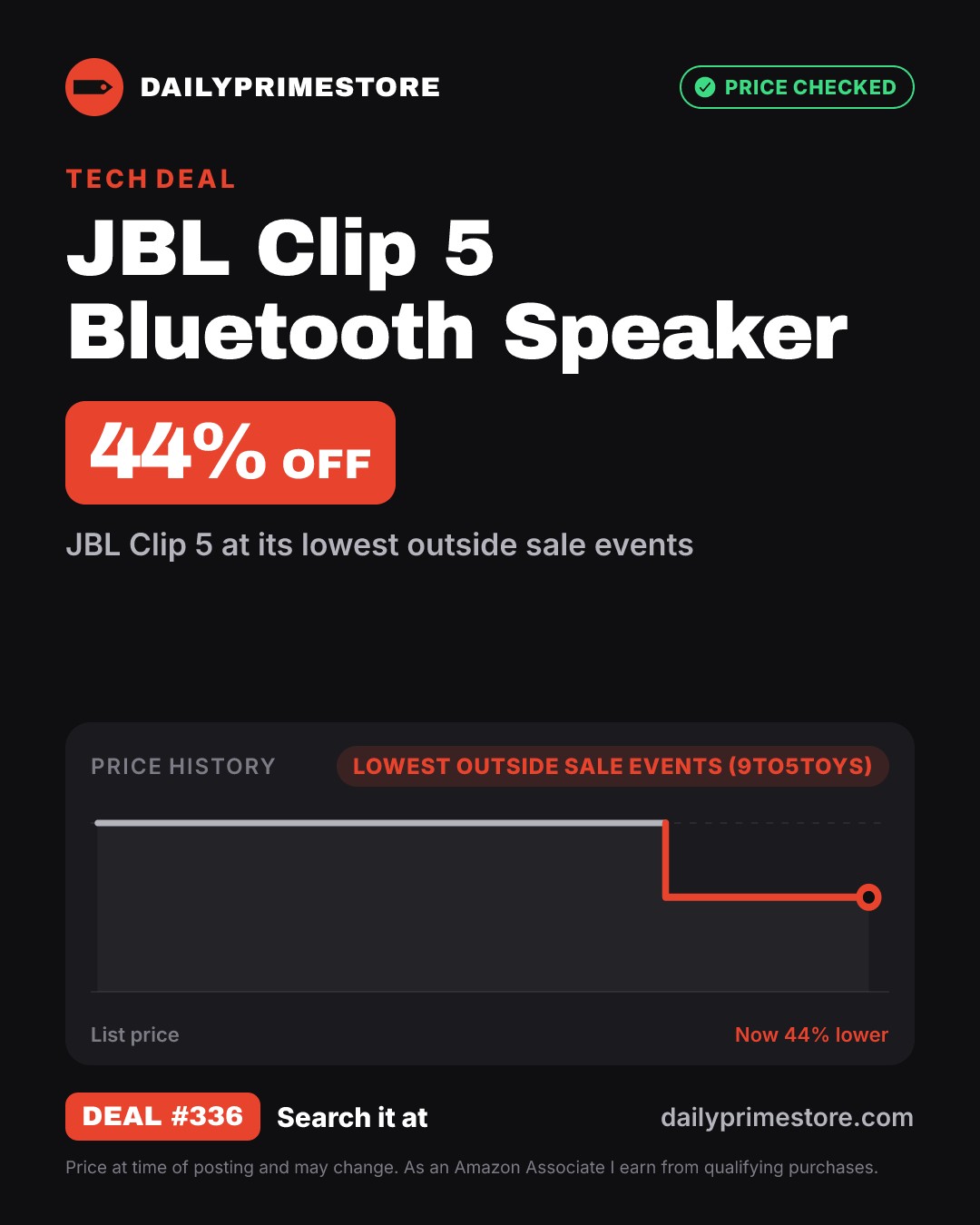 44% off: JBL Clip 5 Bluetooth Speaker