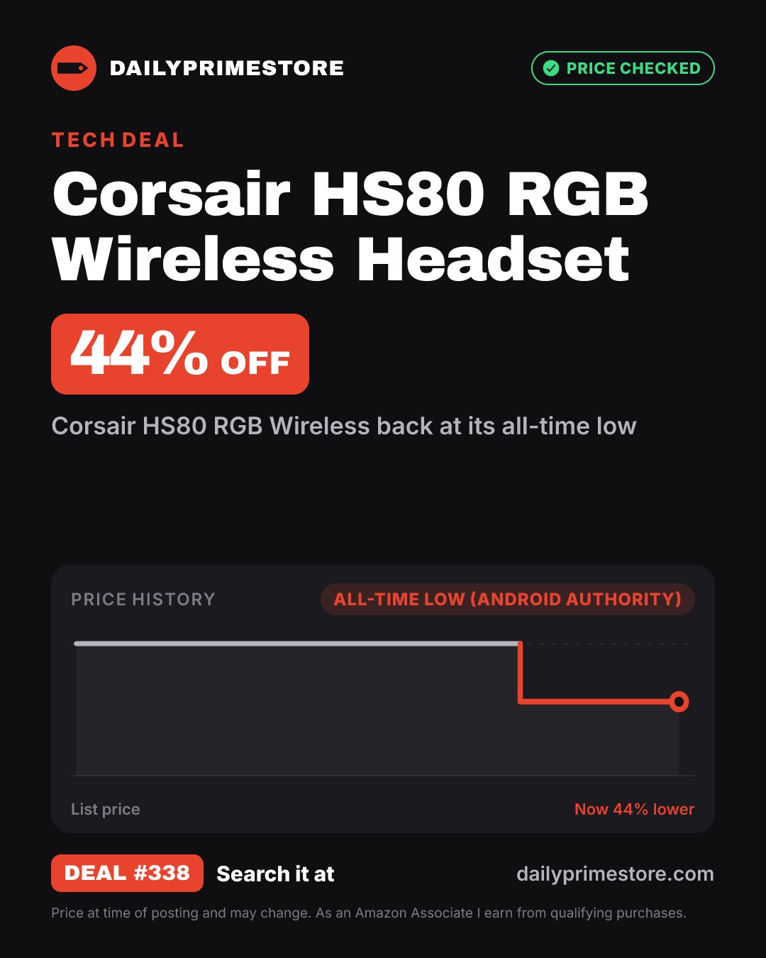 44% off: Corsair HS80 RGB Wireless Headset