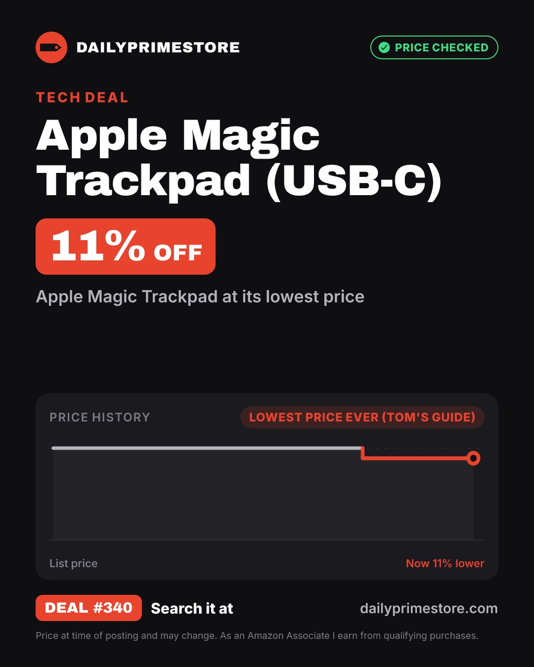 11% off: Apple Magic Trackpad (USB-C)