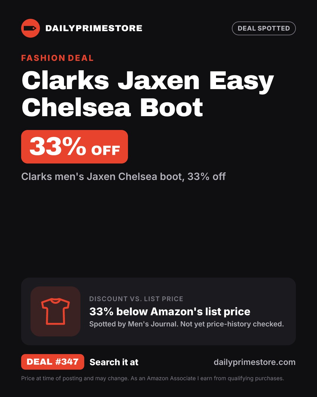 33% off: Clarks Jaxen Easy Chelsea Boot