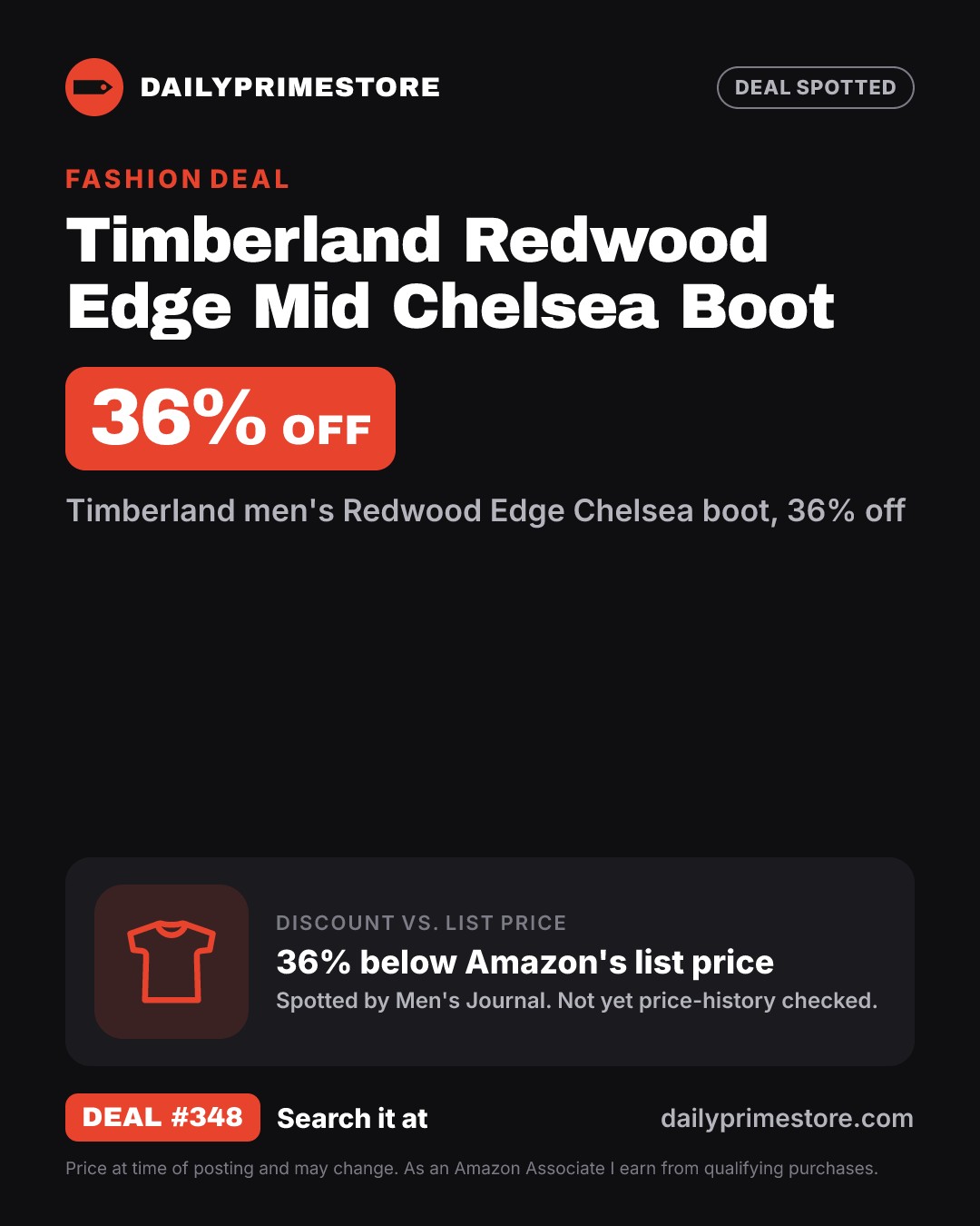 36% off: Timberland Redwood Edge Mid Chelsea Boot