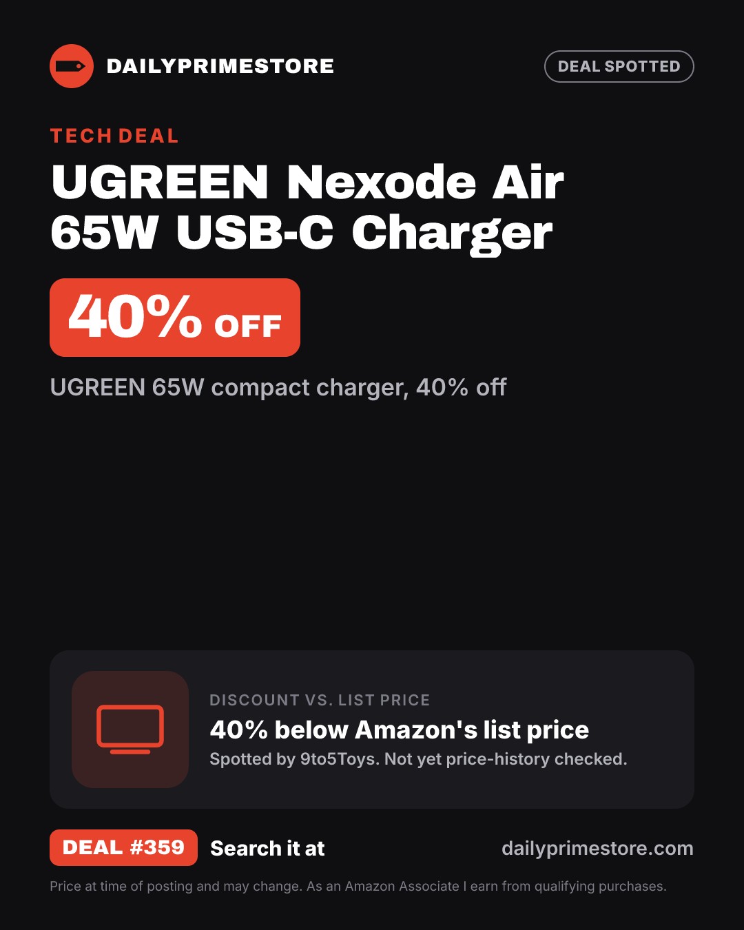 40% off: UGREEN Nexode Air 65W USB-C Charger