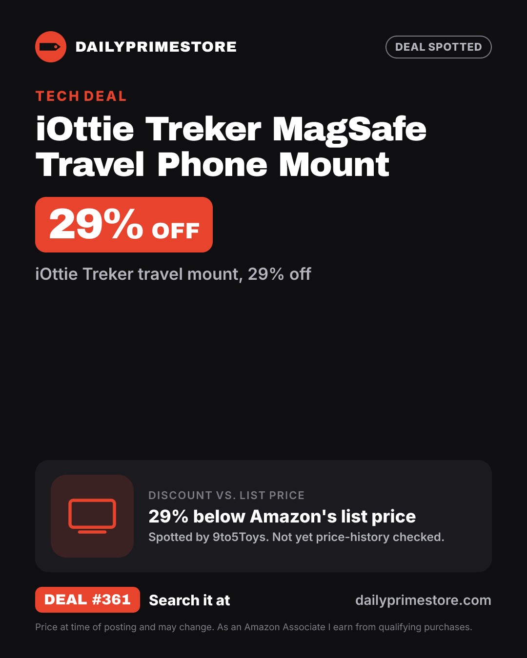 29% off: iOttie Treker MagSafe Travel Phone Mount