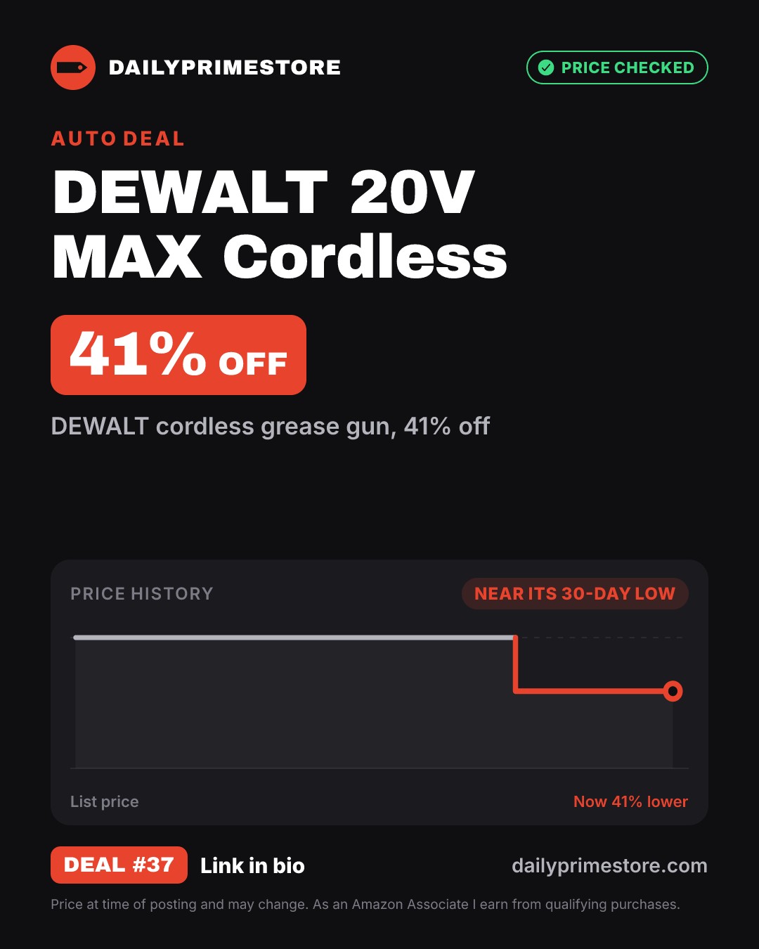 41% off: DEWALT 20V MAX Cordless Grease Gun