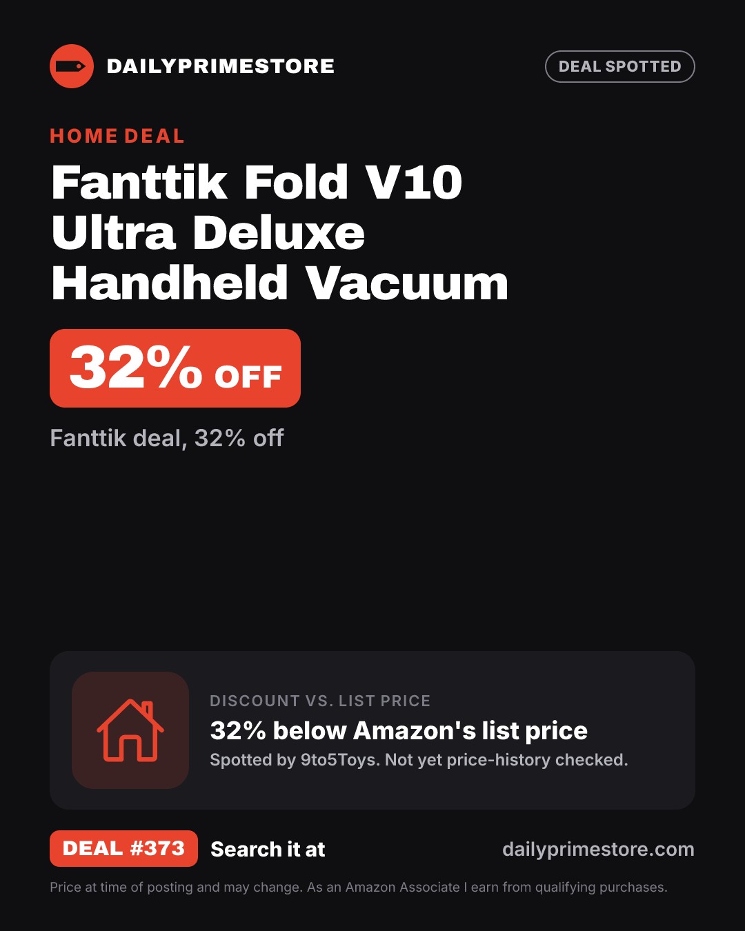 32% off: Fanttik Fold V10 Ultra Deluxe Handheld Vacuum