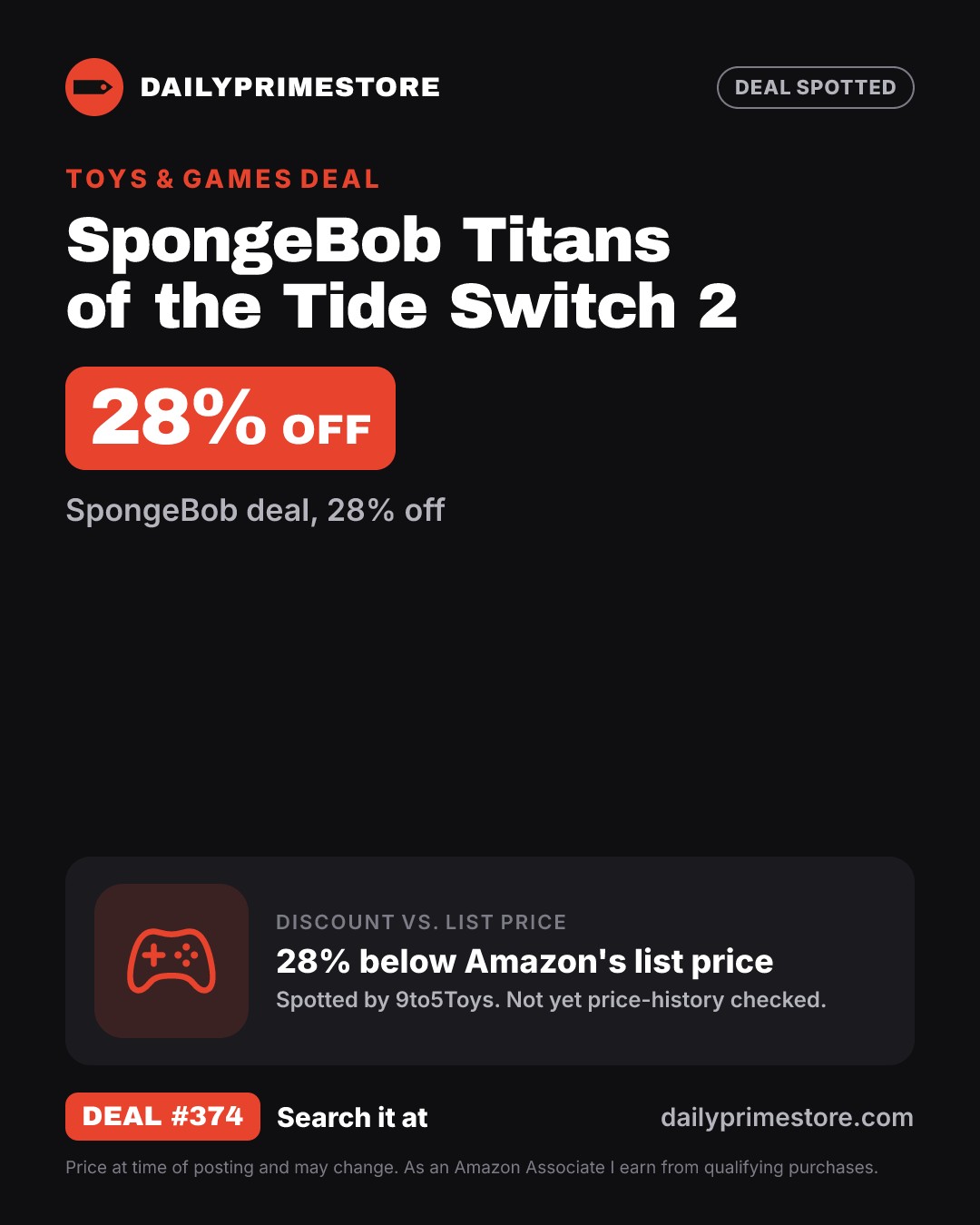 28% off: SpongeBob Titans of the Tide Switch 2