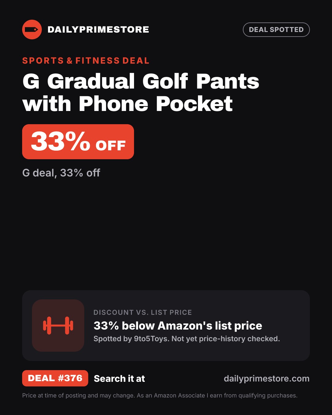 33% off: G Gradual Golf Pants with Phone Pocket