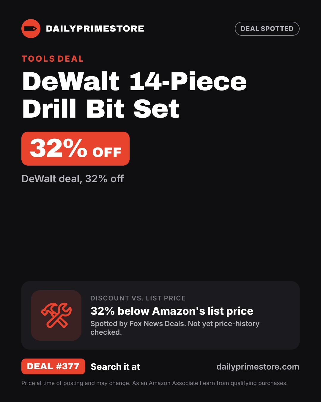 32% off: DeWalt 14-Piece Drill Bit Set