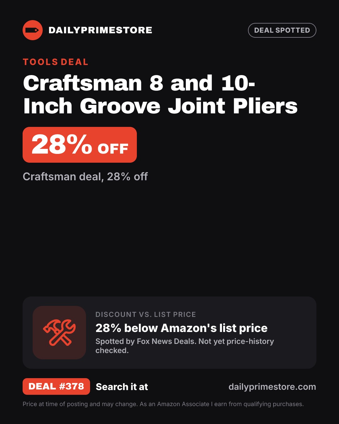 28% off: Craftsman 8 and 10-Inch Groove Joint Pliers