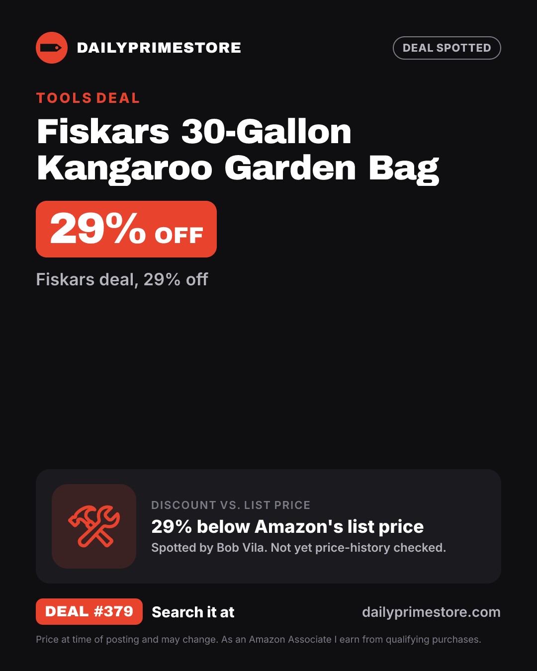 29% off: Fiskars 30-Gallon Kangaroo Garden Bag