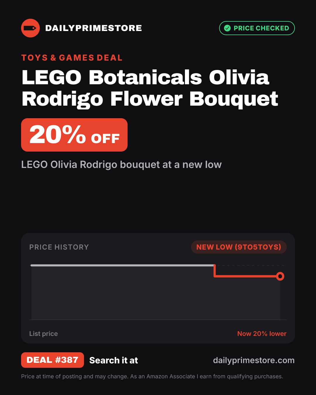 20% off: LEGO Botanicals Olivia Rodrigo Flower Bouquet