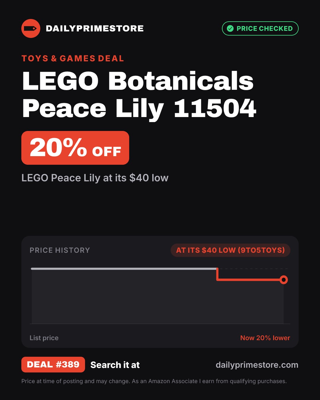 20% off: LEGO Botanicals Peace Lily 11504