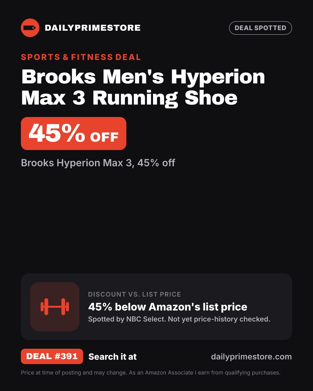 45% off: Brooks Men's Hyperion Max 3 Running Shoe