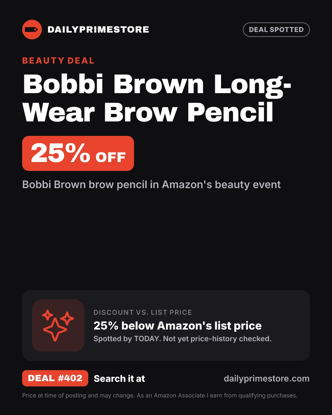 25% off: Bobbi Brown Long-Wear Brow Pencil
