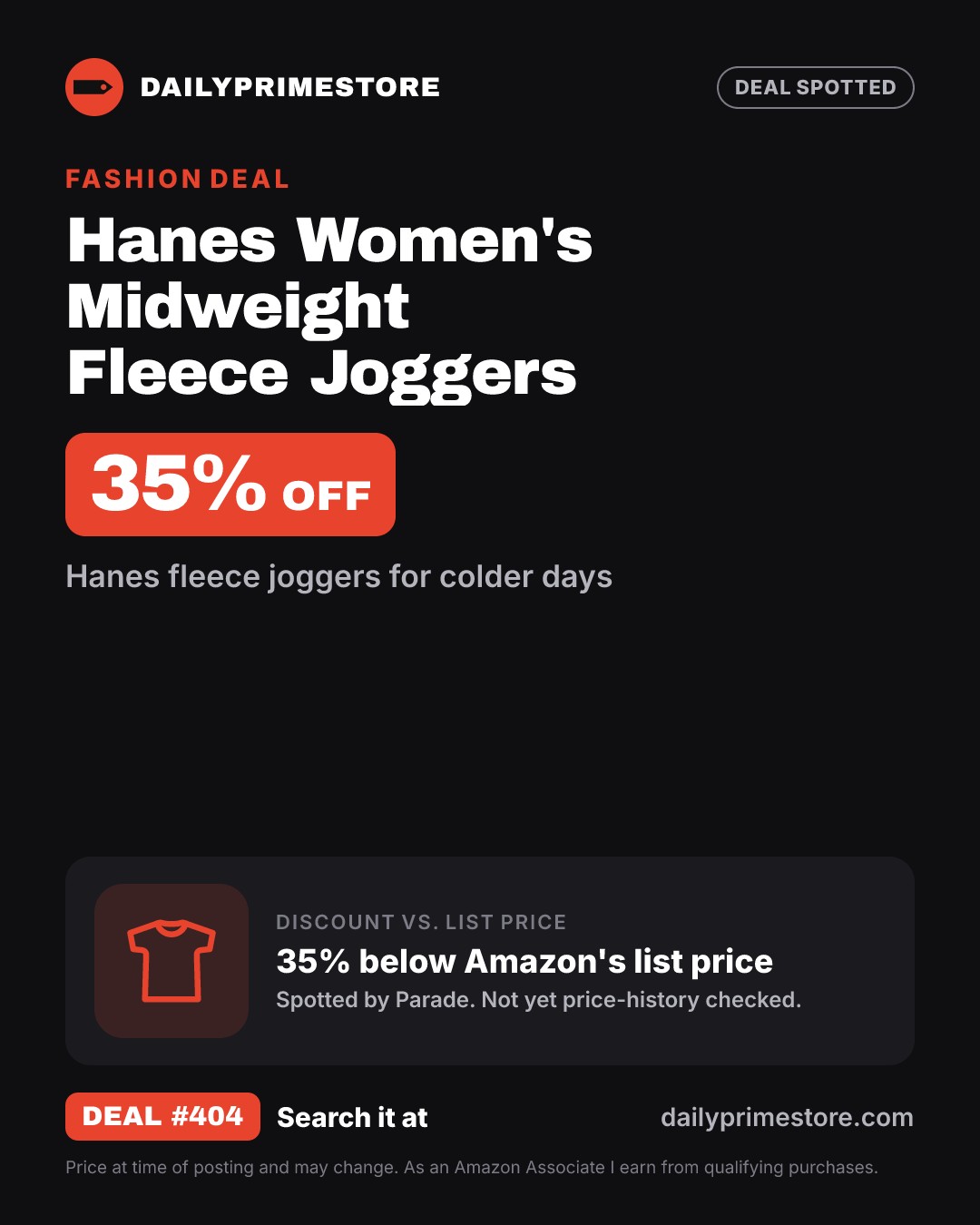 35% off: Hanes Women's Midweight Fleece Joggers