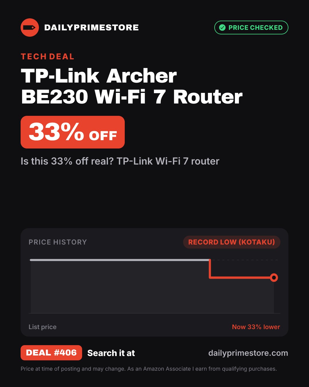 33% off: TP-Link Archer BE230 Wi-Fi 7 Router