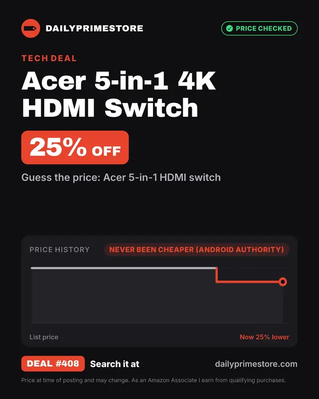 25% off: Acer 5-in-1 4K HDMI Switch