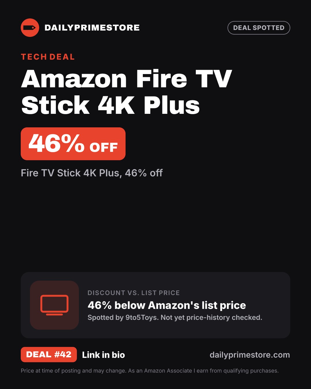 46% off: Amazon Fire TV Stick 4K Plus