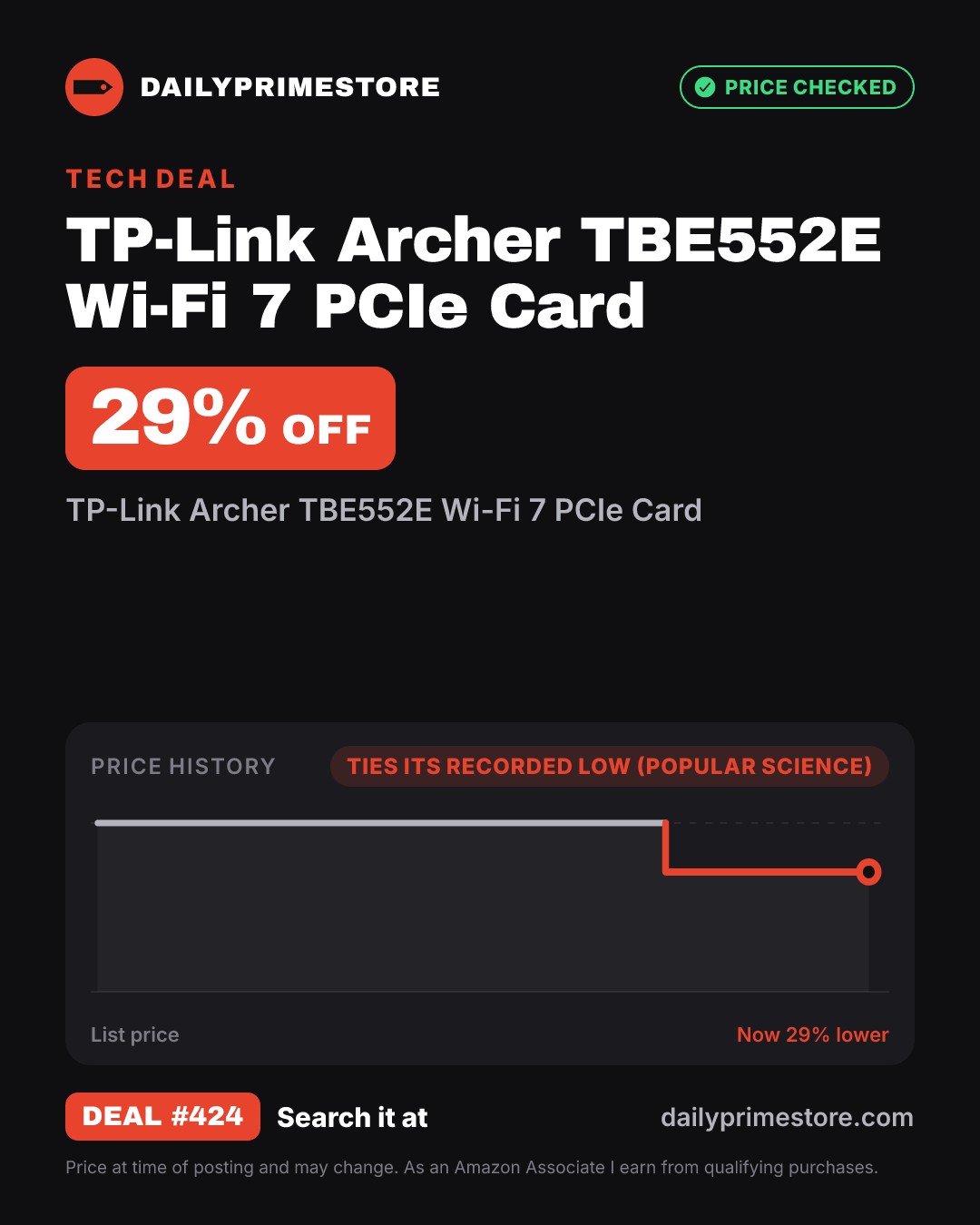 29% off: TP-Link Archer TBE552E Wi-Fi 7 PCIe Card