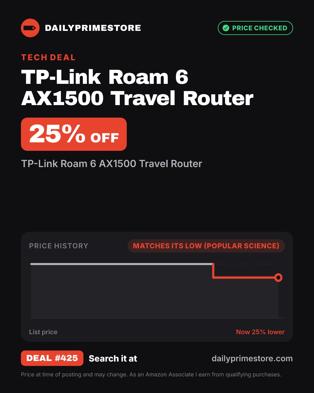 25% off: TP-Link Roam 6 AX1500 Travel Router
