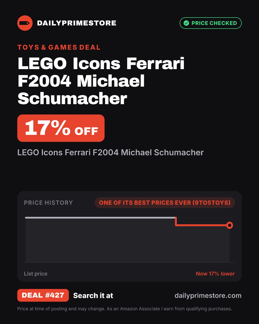 17% off: LEGO Icons Ferrari F2004 Michael Schumacher