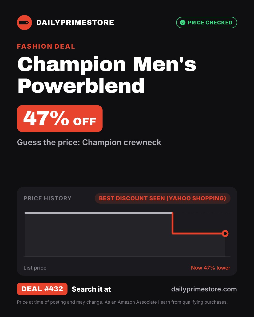 47% off: Champion Men's Powerblend Crewneck