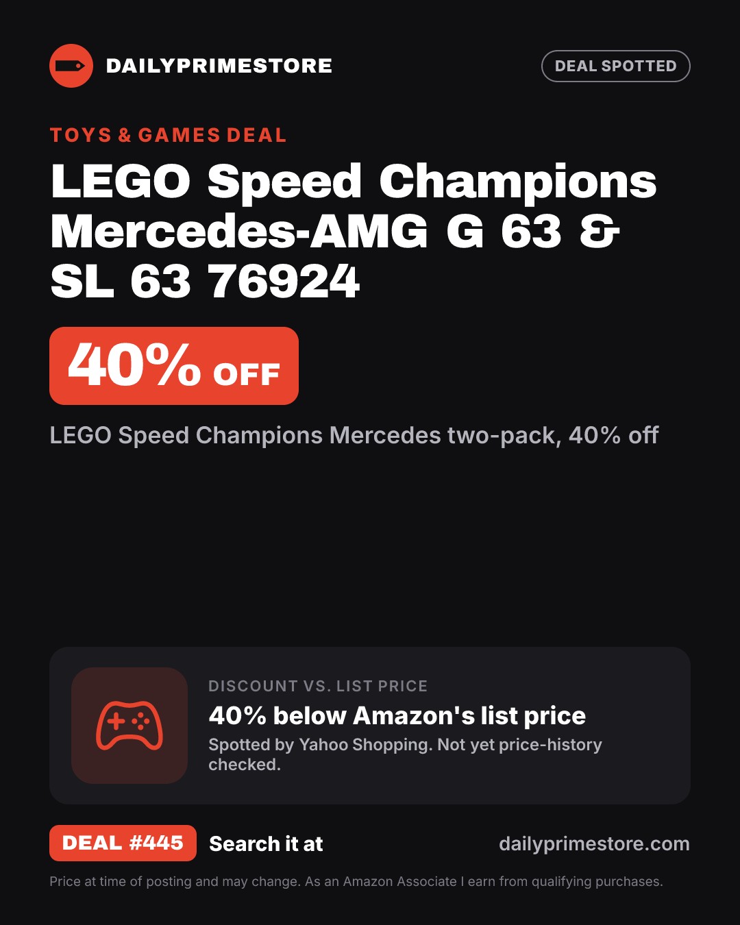40% off: LEGO Speed Champions Mercedes-AMG G 63 & SL 63 76924