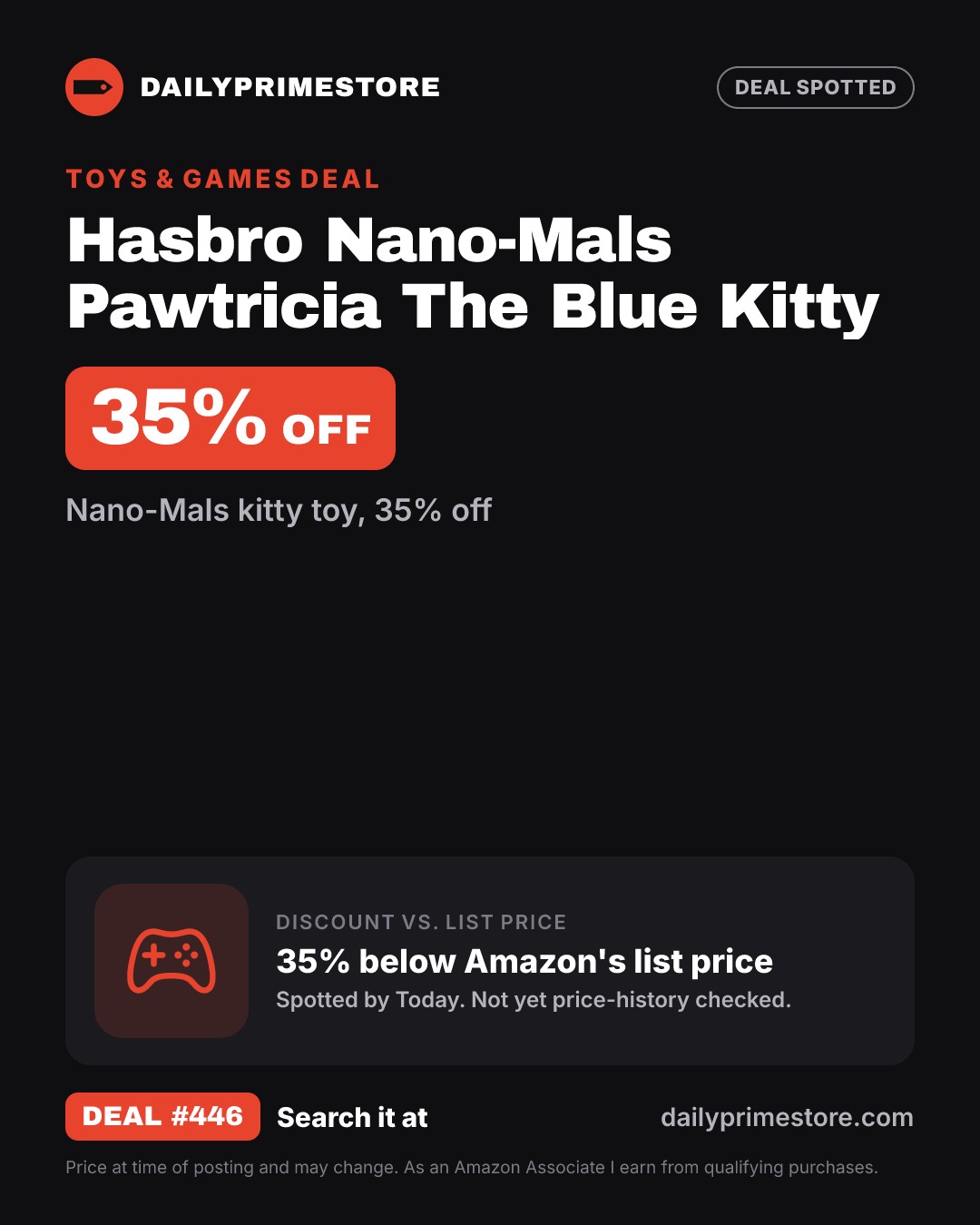 35% off: Hasbro Nano-Mals Pawtricia The Blue Kitty