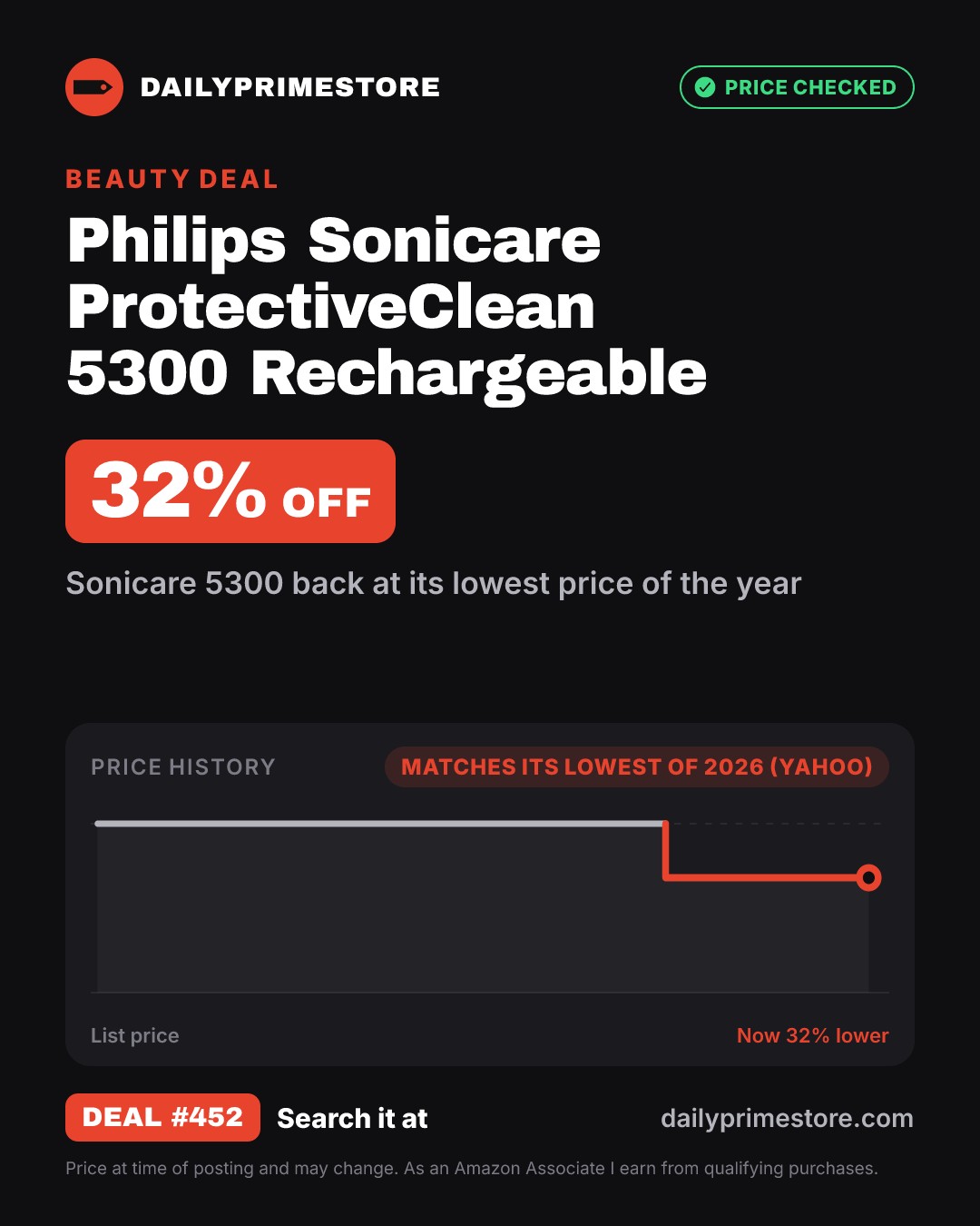 32% off: Philips Sonicare ProtectiveClean 5300 Rechargeable Toothbrush