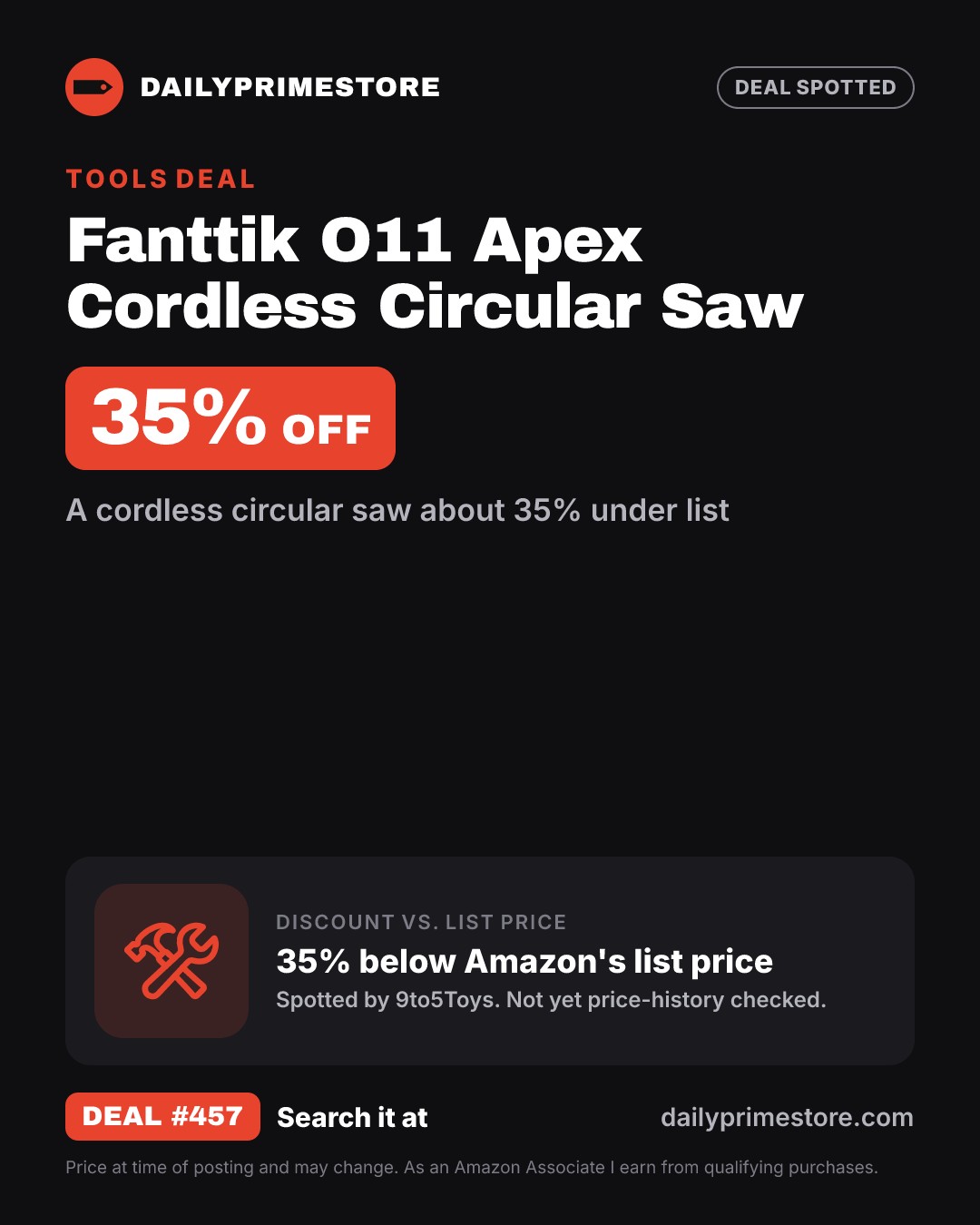 35% off: Fanttik O11 Apex Cordless Circular Saw