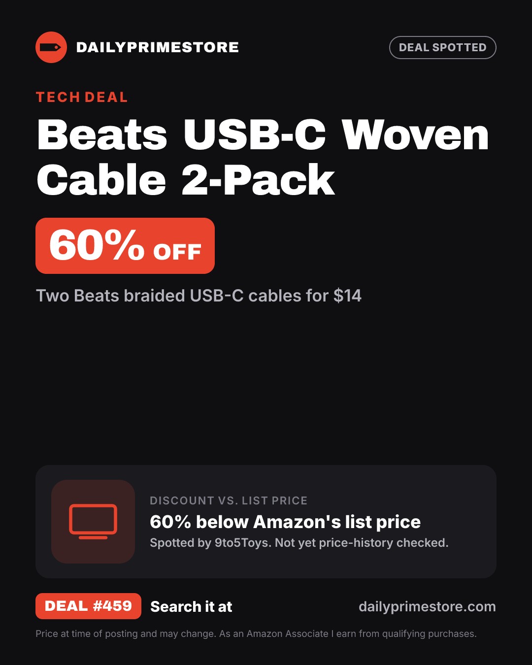 60% off: Beats USB-C Woven Cable 2-Pack