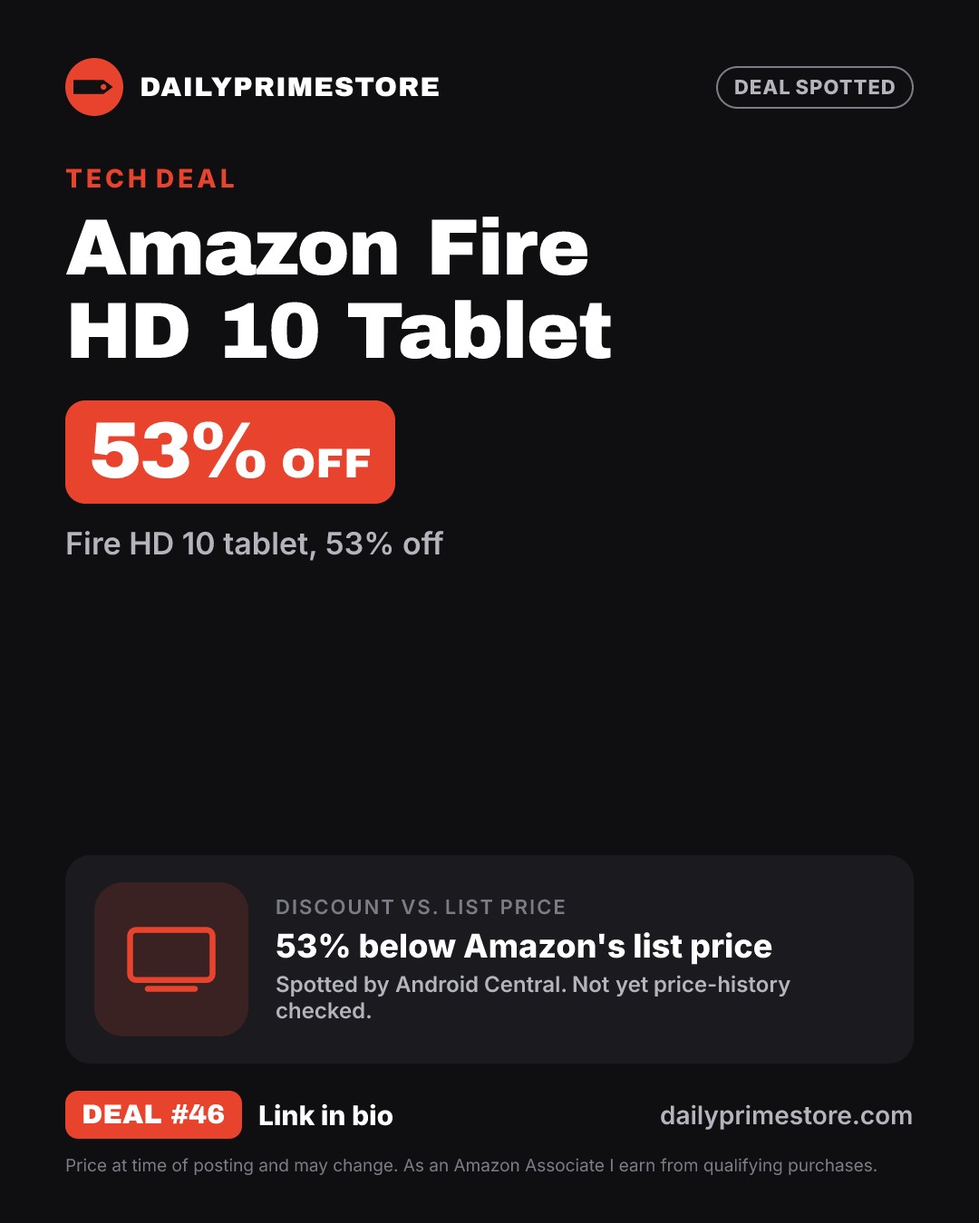 53% off: Amazon Fire HD 10 Tablet