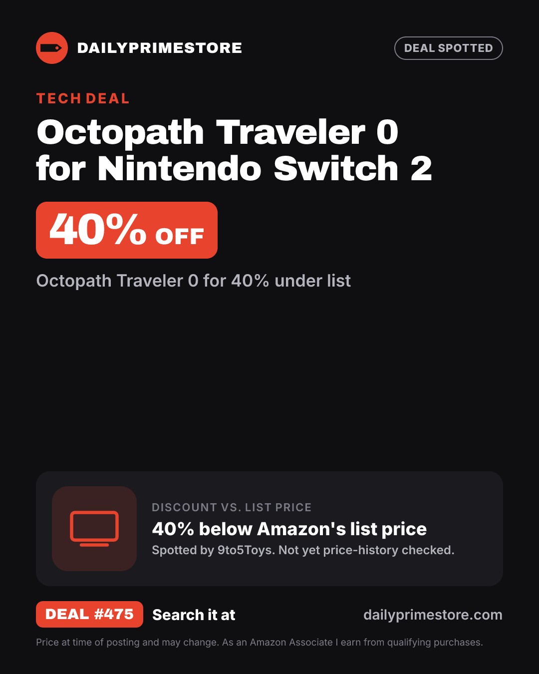 40% off: Octopath Traveler 0 for Nintendo Switch 2