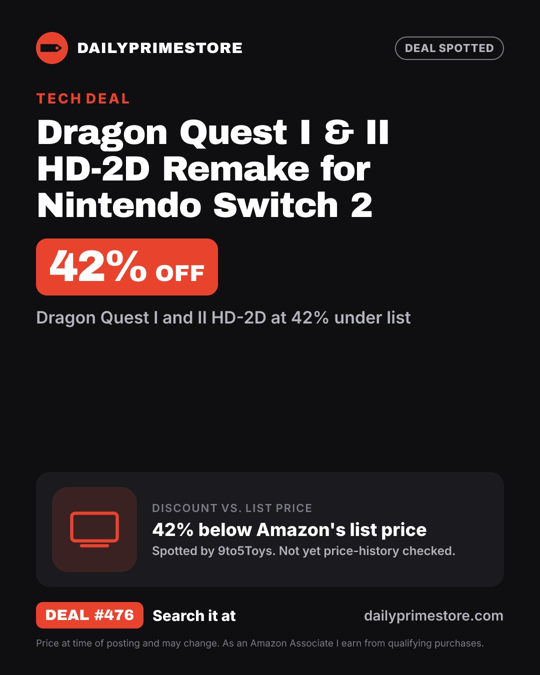 42% off: Dragon Quest I & II HD-2D Remake for Nintendo Switch 2