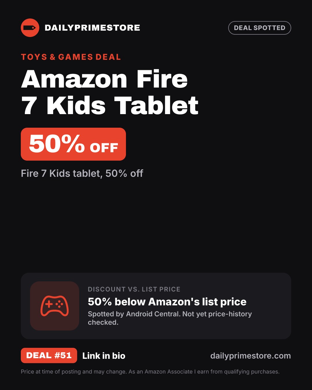 50% off: Amazon Fire 7 Kids Tablet