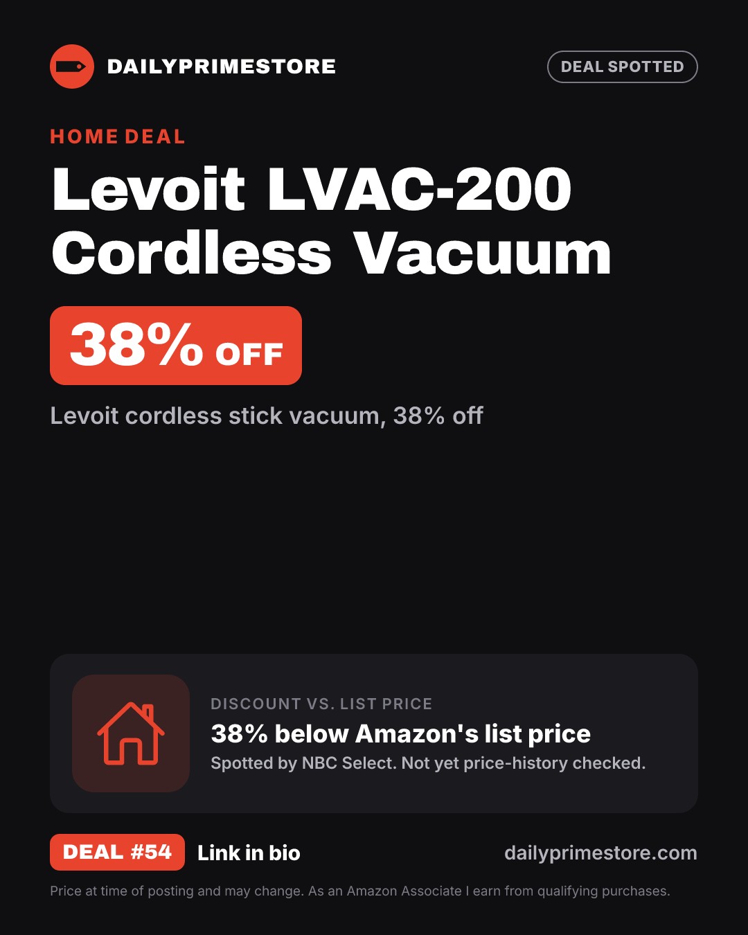 38% off: Levoit LVAC-200 Cordless Vacuum