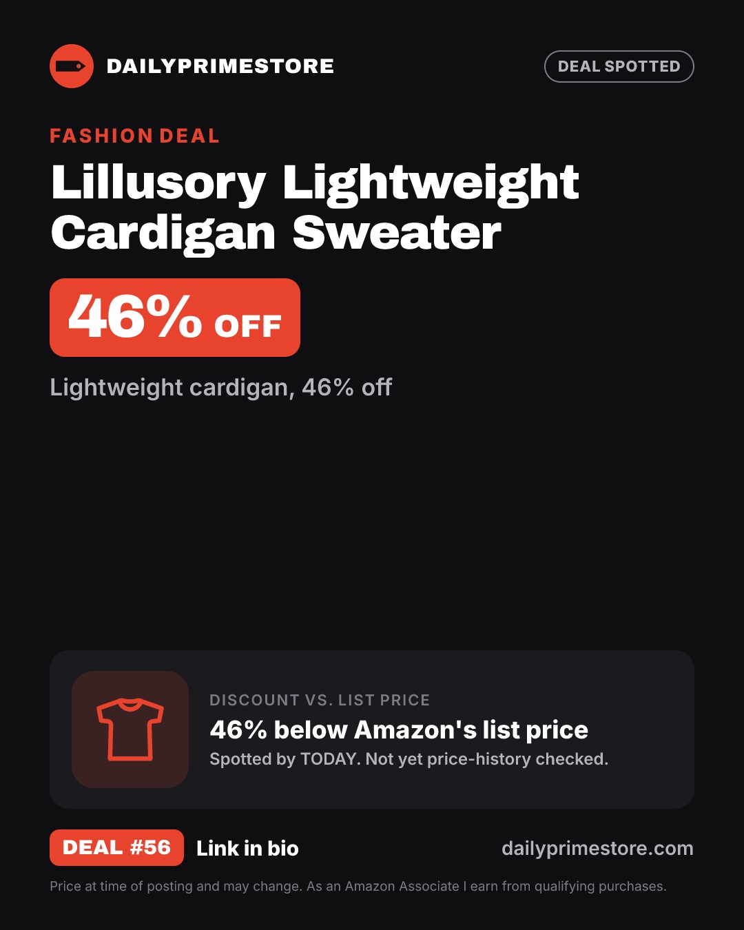 46% off: Lillusory Lightweight Cardigan Sweater