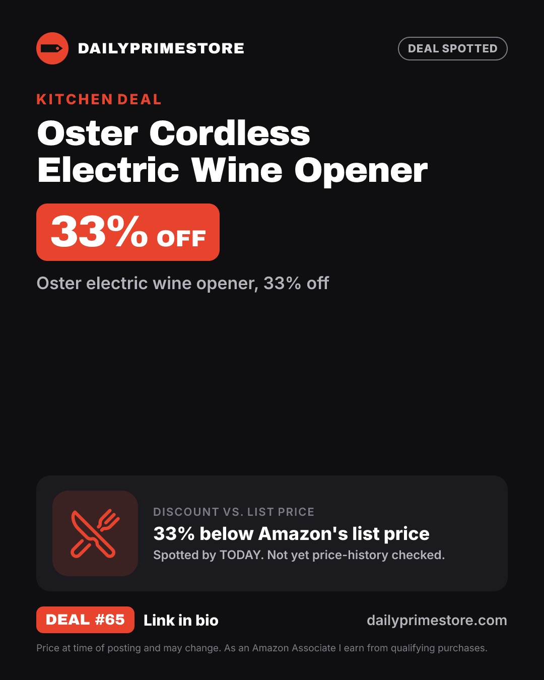 33% off: Oster Cordless Electric Wine Opener