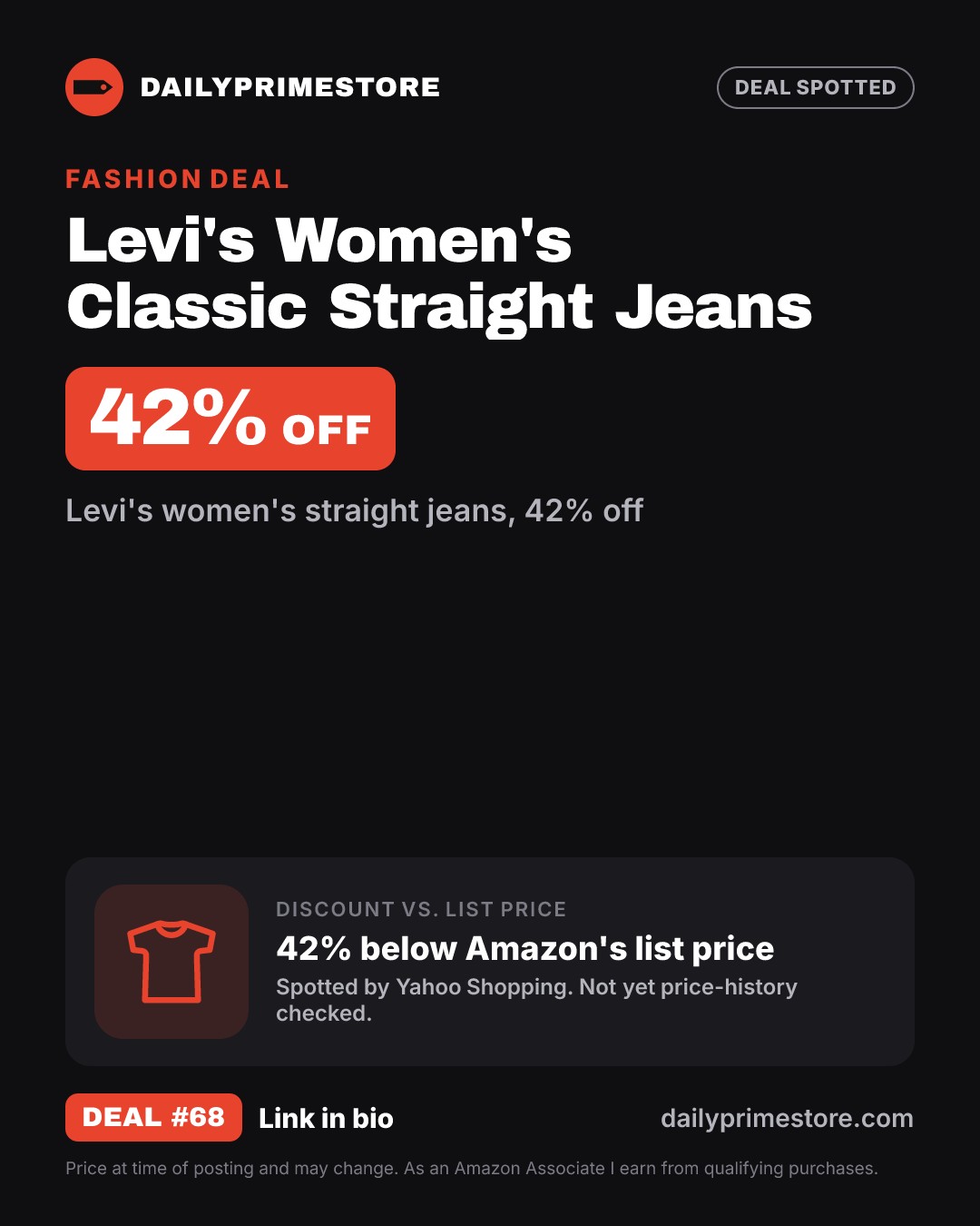 42% off: Levi's Women's Classic Straight Jeans