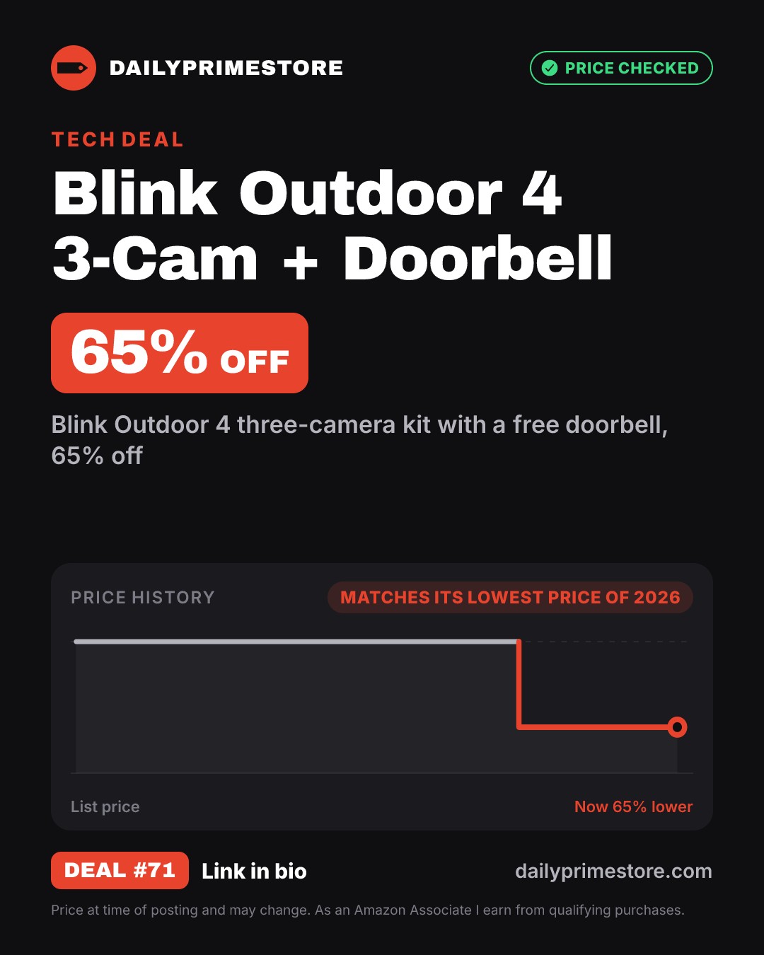 65% off: Blink Outdoor 4 3-Cam + Doorbell