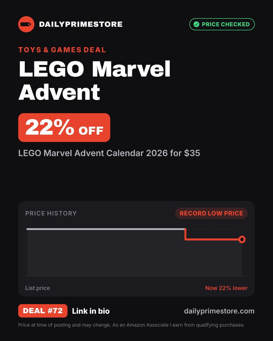 22% off: LEGO Marvel Advent Calendar 2026