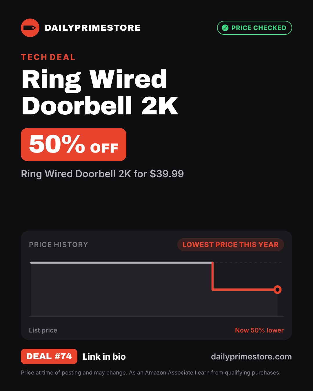 50% off: Ring Wired Doorbell 2K