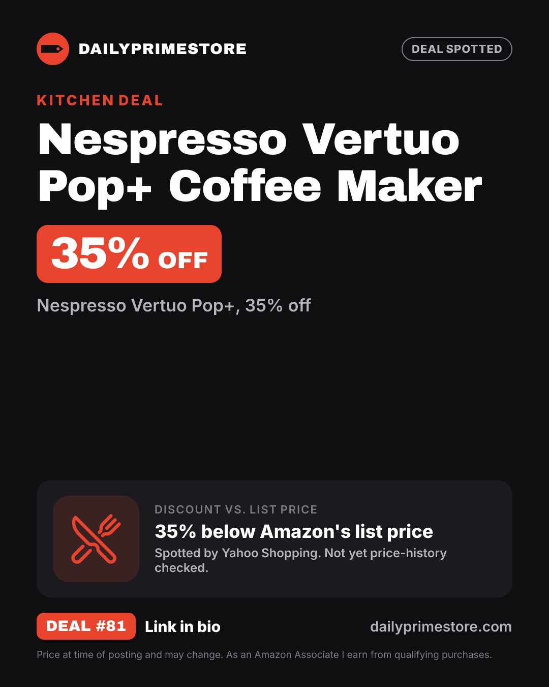 35% off: Nespresso Vertuo Pop+ Coffee Maker
