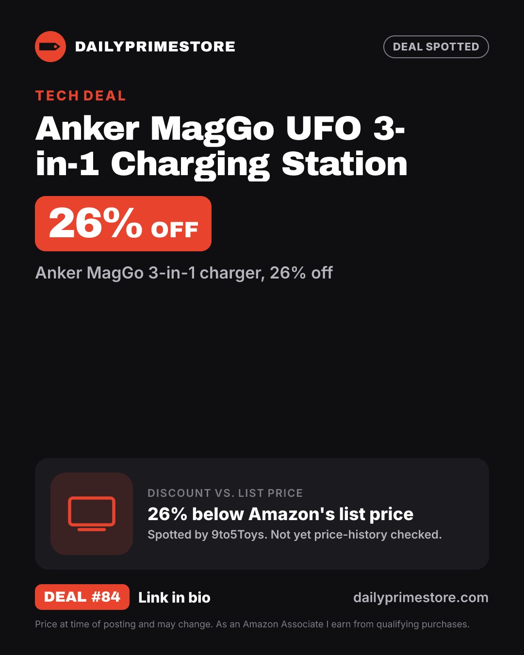26% off: Anker MagGo UFO 3-in-1 Charging Station