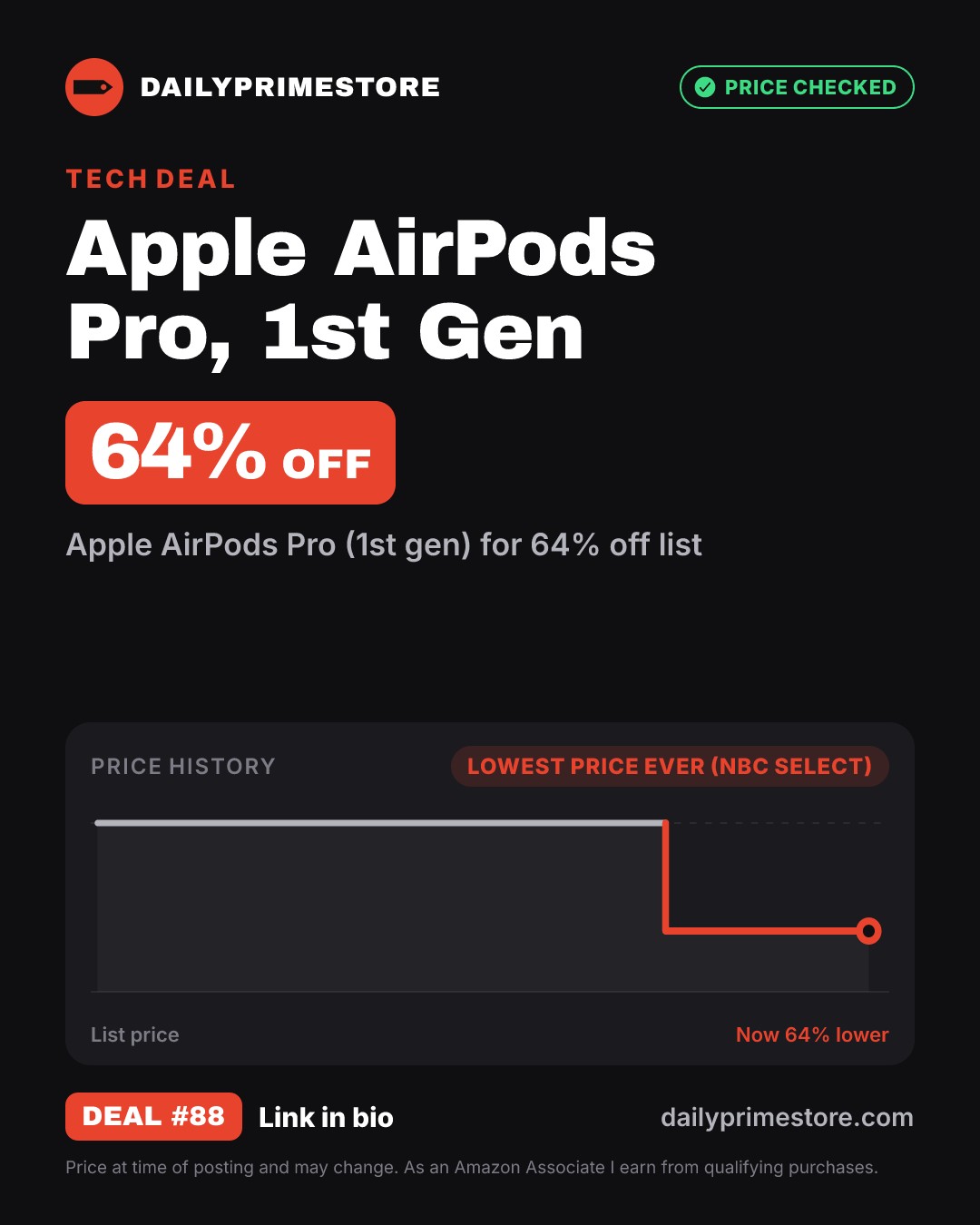 64% off: Apple AirPods Pro, 1st Gen