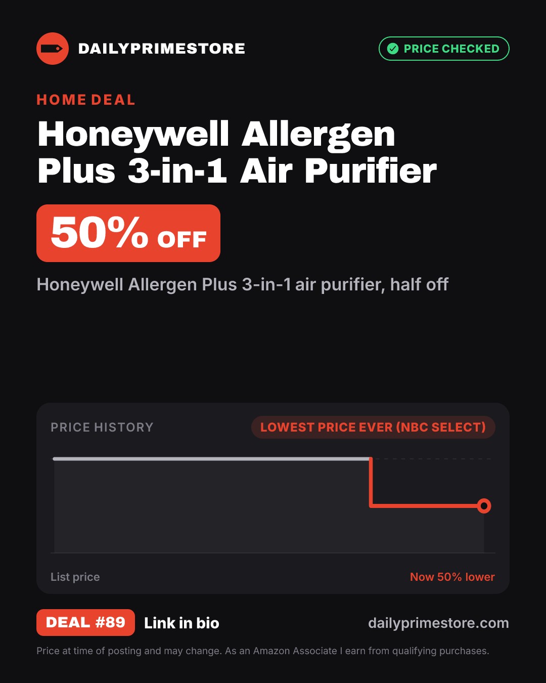 50% off: Honeywell Allergen Plus 3-in-1 Air Purifier